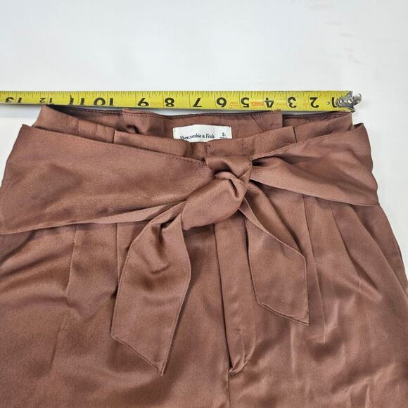 Abercrombie High Waist Shimmer Tie Waist Wide Leg Small Pant Brown - Picture 3 of 5